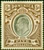 Valuable Postage Stamp from Dominica 1908 5s Black & Brown SG46 Fine Mtd Mint