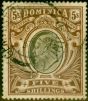 Rare Postage Stamp from Dominica 1908 5s Black & Brown SG46 Fine Used