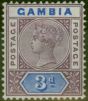 Old Postage Stamp from Gambia 1902 3d Dp Purple & Ultramarine SG41b V.F Lightly Mtd Mint
