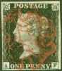 Old Postage Stamp from GB 1840 1d Penny Black SG2 (A-F) Pl 4 A Superb Used Example with 4 Neat Margins Crisp Red MX Lovely Fresh Example