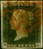 GB 1840 1d Penny Black SG2 Pl. 1a (N-H) Fine Used 4 Good Margins Red MX . Queen Victoria (1840-1901) Used Stamps