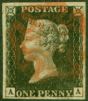 Rare Postage Stamp GB 1840 1d Penny Black SG2 Pl4 (A-A) V.F.U Red MX