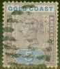 Rare Postage Stamp from Gold Coast 1889 5s Dull Mauve & Blue SG22 Fine Used