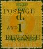 Grenada 1890 1d on 2s Orange SG44 Good MM  Queen Victoria (1840-1901) Old Stamps