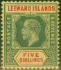 Collectible Postage Stamp from Leeward Islands 1913 5s White Back SG57a Fine Mtd Mint