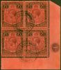 Valuable Postage Stamp from Leeward Islands 1928 £1 Purple & Black-Red SG80 Superb Used Pl 1 Corner Block of 4 Very Rare Multiple