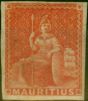 Old Postage Stamp Mauritius 1858 Vermilion SG28 Good MM