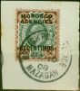 Old Postage Stamp Morocco Agencies 1907 40c on 4d Green & Chocolate-Brown SG117 Fine Used on Piece