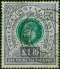 Old Postage Stamp Natal 1902 £1 10s Green & Violet SG143 V.F.U