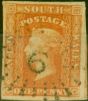 Old Postage Stamp from New South Wales 1856 1d Orange-Vermilion SG107 (2) V.F.U