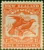 Old Postage Stamp from New Zealand 1908 1s Orange-Red SG385 P.14 x 15 Fine & Fresh Very Lightly Mtd Mint