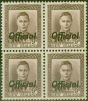 Rare Postage Stamp from New Zealand 1947 9d Purple-Brown SG0156 V.F MNH Block of 4