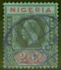 Old Postage Stamp from Nigeria 1925 2s6d Black & Red-Blue SG27 Die II Fine Used Parcel Cancel..