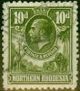 Old Postage Stamp Northern Rhodesia 1925 10d Olive-Green SG9 Fine Used (2)