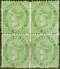 Valuable Postage Stamp from Queensland 1879 6d Deep Green SG142 Fine Mtd Mint & MNH Block of 4
