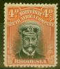 Old Postage Stamp from Rhodesia 1919 4d Black & Orange-Red SG261 Die III Fine Very Lightly Mtd Mint