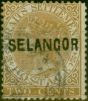 Valuable Postage Stamp from Selangor 1883 2c Brown SG18 Type 16 Good Used