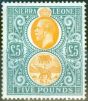 Collectible Postage Stamp from Sierra Leone 1912 £5 Orange & Green SG130 Fine Very Lightly Mtd Mint