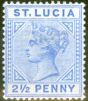 Rare Postage Stamp from St Lucia 1891 2 1/2d Ultramarine SG46 Fine & Fresh Lightly Mtd Mint