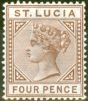 Old Postage Stamp from St Lucia 1891 4d Brown SG48 V.F Lightly Mtd Mint