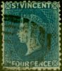 Collectible Postage Stamp from St Vincent 1866 4d Deep Blue SG6 Fine Used