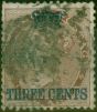 Valuable Postage Stamp Straits Settlements 1867 3c on 1a Deep Brown SG3 Good Used