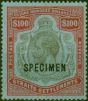 Straits Settlements 1923 $100 Black & Carmine-Blue Specimen SG240cs V.F & Fresh VLMM . King George V (1910-1936) Mint Stamps