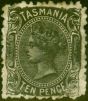 Old Postage Stamp from Tasmania 1870 10d Black SG131 Good Mtd Mint