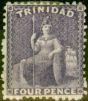 Collectible Postage Stamp from Trinidad 1863 4d Bright Violet SG70 Fine Mtd Mint