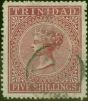 Valuable Postage Stamp Trinidad 1869 5s Rose-Lilac SG87 Fine Used