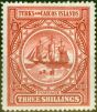 Old Postage Stamp from Turks & Caicos 1900 3s Lake SG109 Fine Lightly Mtd Mint