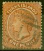 Old Postage Stamp from Turks & Caicos Is 1883 1d Orange-Brown SG55 Wmk Reversed Fine Used