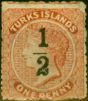 Collectible Postage Stamp from Turks Islands 1881 1/2 on 1d Dull Red SG17 Ave Mtd Mint