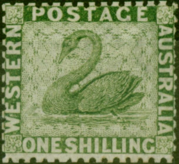 Valuable Postage Stamp Western Australia 1868 1s Sage-Green SG62 Fine & Fresh LMM