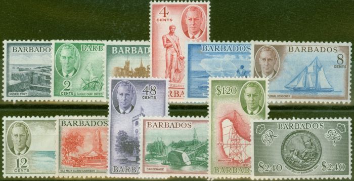 Old Postage Stamp from Barbados 1950 set of 12 SG271-282 Fine Mtd Mint