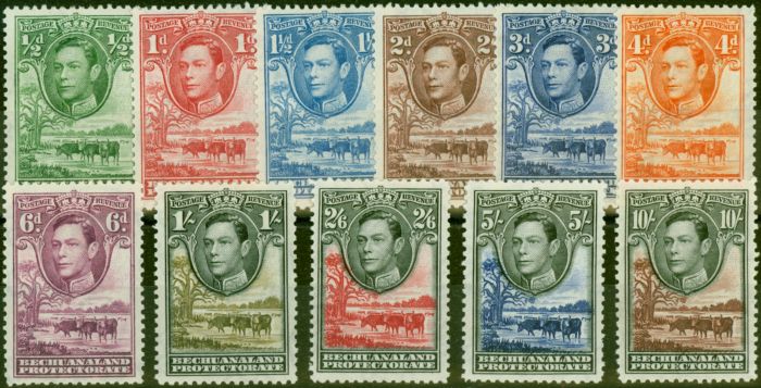 Rare Postage Stamp from Bechuanaland 1938 Set of 11 SG118-128 Fine Mtd Mint