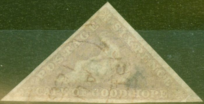 Rare Postage Stamp from Cape of Good Hope 1858 6d Pale Rose-Lilac SG7 Good Used (2)