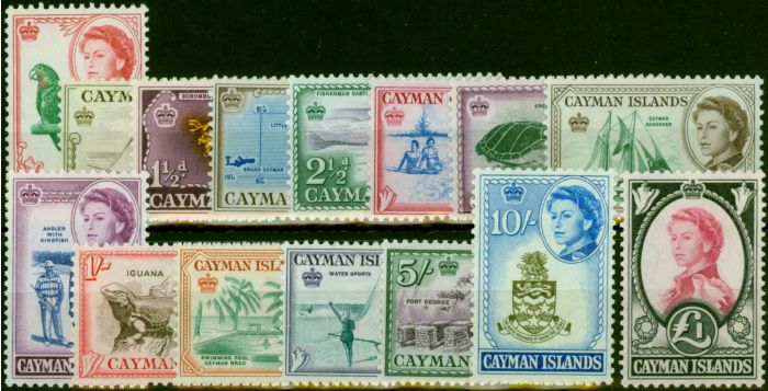 Old Postage Stamp Cayman Islands 1962 Set of 15 SG165-179 Fine & Fresh LMM