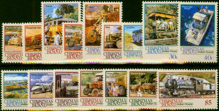 Collectible Postage Stamp Christmas Island 1990 Transport Set of 16 SG287-302 V.F MNH