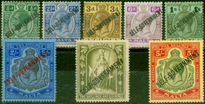Collectible Postage Stamp Malta 1922 Set of 8 SG106-113 Fine MM
