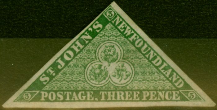 Collectible Postage Stamp from Newfoundland 1860 3d Green SG11 Fine Unused