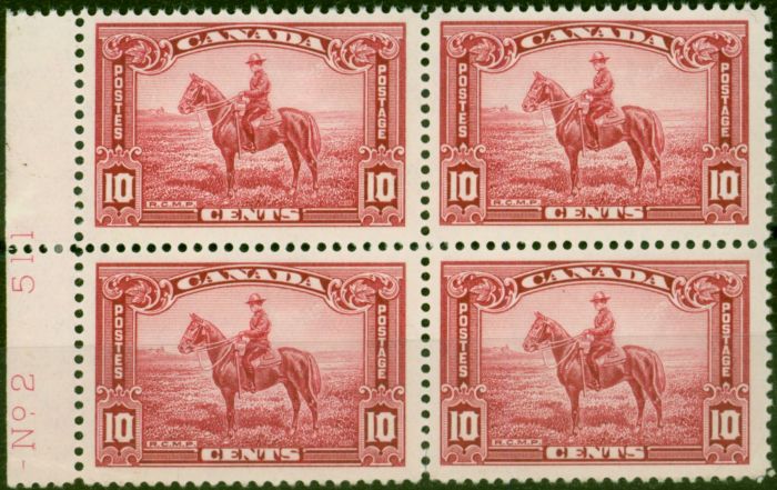 Old Postage Stamp from Canada 1935 10c Carmine SG347 Very Fine MNH Block of 4