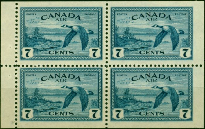Valuable Postage Stamp Canada 1947 7c Blue Booklet Pane of 4 SG407a V.F MNH