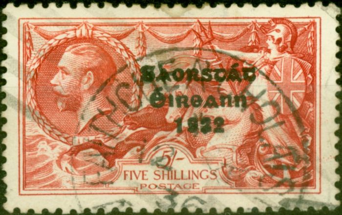 Old Postage Stamp from Ireland 1935 5s Bright Rose-Red SG100 Good Used