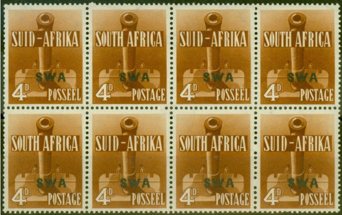 Collectible Postage Stamp from S.W.A 1941 4d Orange-Brown V.F MNH Block of 8, 4 Pairs