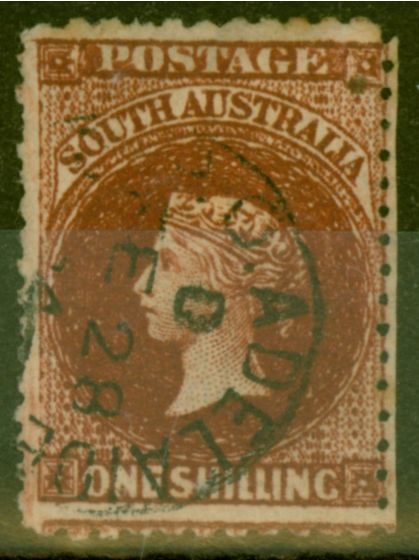 Old Postage Stamp from South Australia 1868 1s Dark Red-Brown SG82 Fine Used
