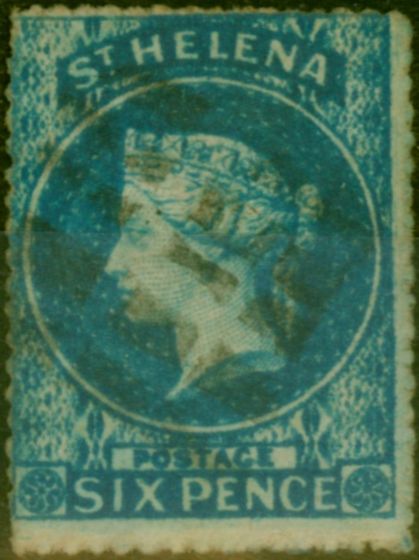Old Postage Stamp St Helena 1861 6d Blue SG2a Good Used (2)