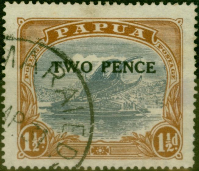 Valuable Postage Stamp from Papua New Guinea 1931 2d on 1 1/2d Cobalt & Light Brown SG121 Fine Used