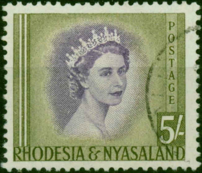Rhodesia & Nyasaland 1954 5s Violet & Orange-Green SG13 V.F.U . Queen Elizabeth II (1952-2022) Used Stamps