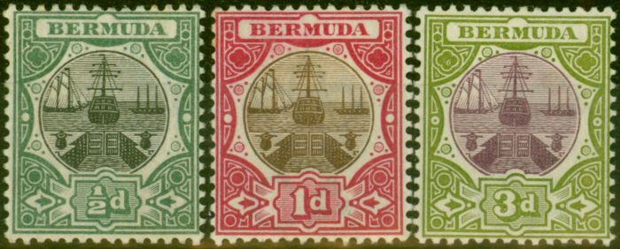 Old Postage Stamp Bermuda 1902-03 Set of 3 SG31-33 Fine LMM
